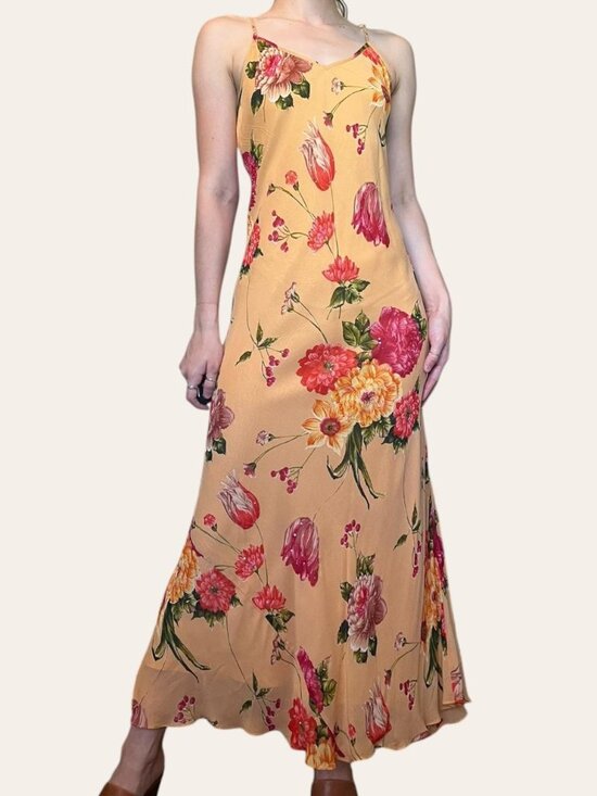 Dresses & Skirts - American Angel 90s/y2k style floral peach chiffon maxi dress - Small/Medium